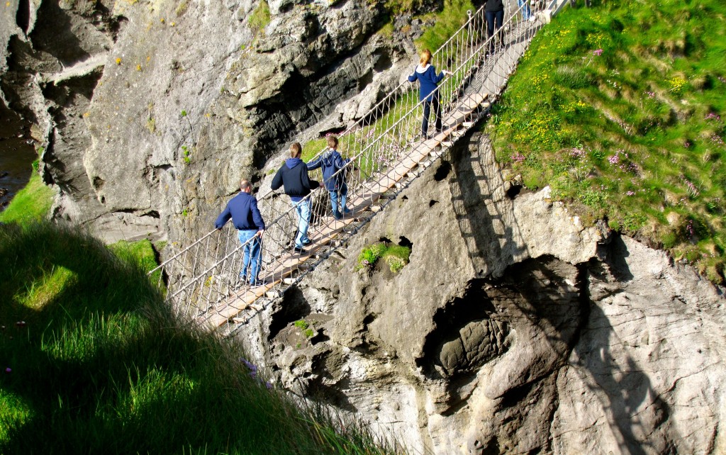 So, this is the Carrick-a-Rede bridge from above. With the bright sunlight, you can see exactly how far down things are.