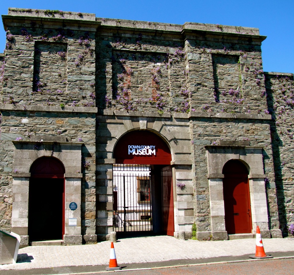 This is, as the sign says, the Down County Museum. It used to be a gaol, and Thomas Russell was hanged from these gates after the 1798 rebellion.