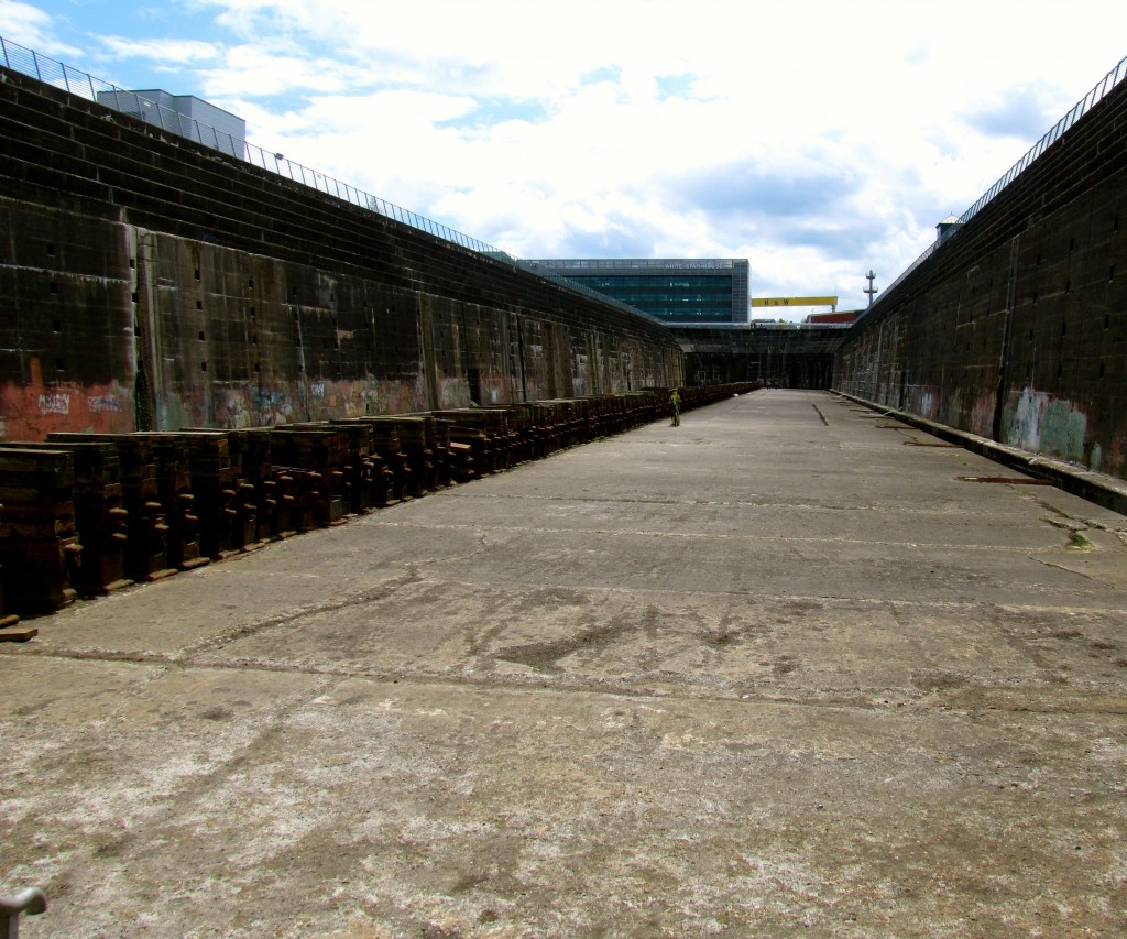 44 feet down, at the stern end of the 850-foot-long dock. Pictures can't express the size of the place.