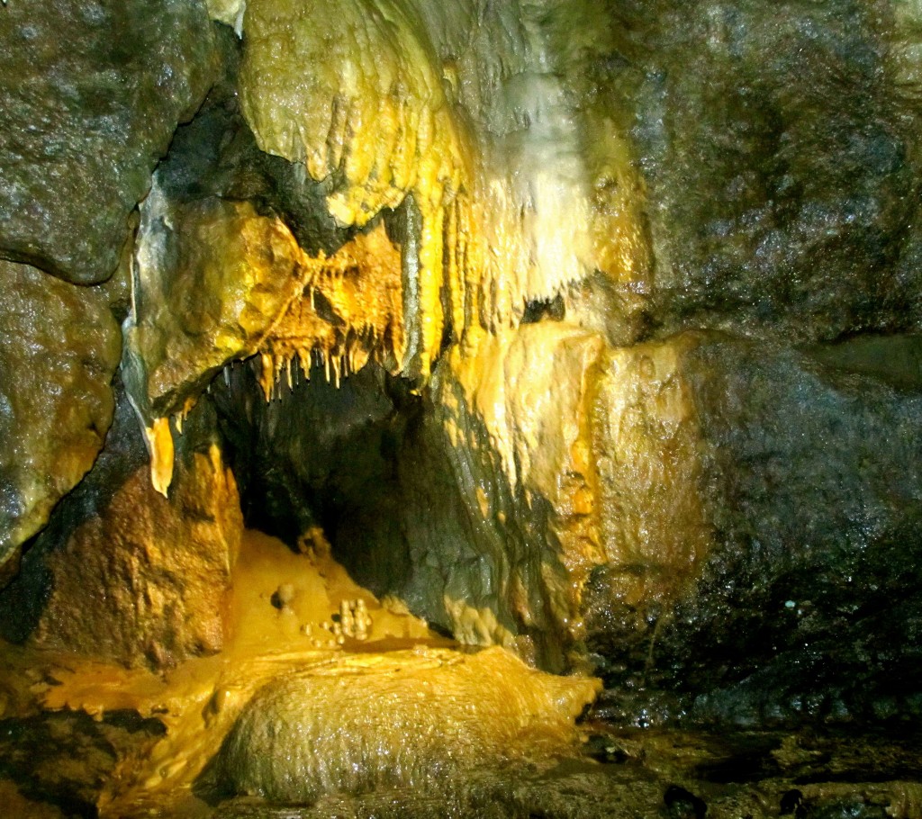 So, to me, this looks like some creepy ogre head about to take a bite out of something. The little group of stalagmites on its tongue are called the Simpsons, according to the guide.