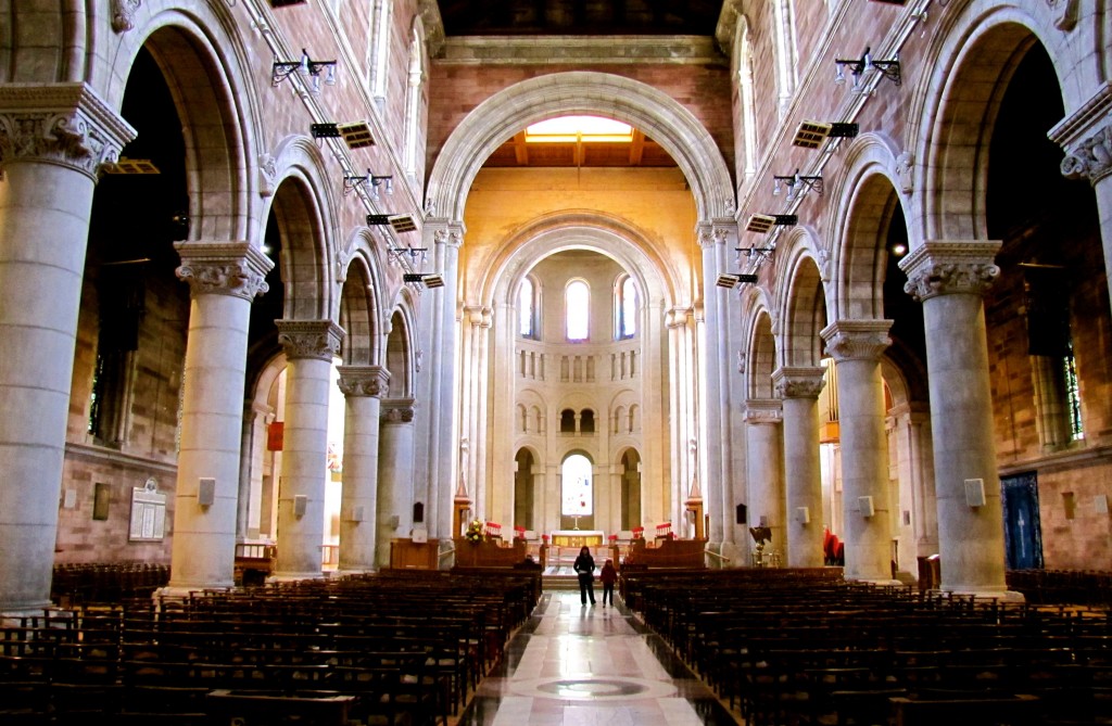 The interior of the cathedral. Note the chairs instead of pews - each chair had a little pillow attached to the back for the person behind to kneel on. Each of the pillows was beautifully embroidered.