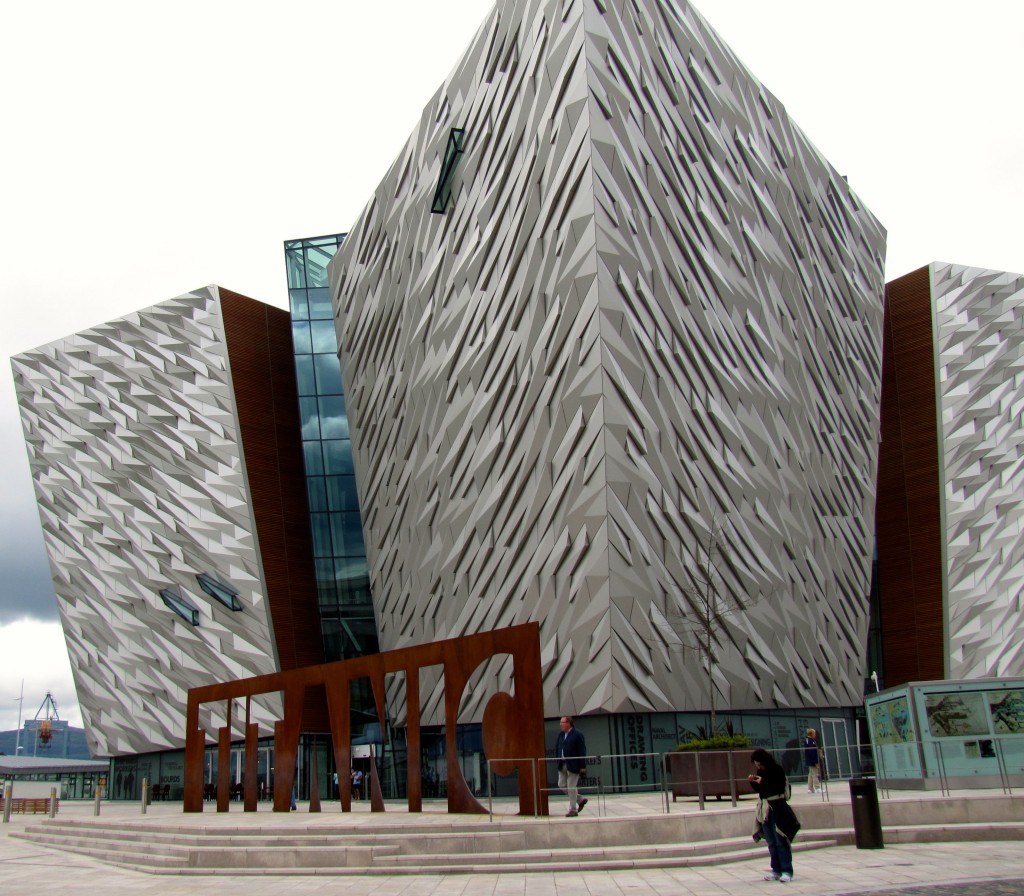 The building is built so that, from above, it looks like the logo for White Star Lines, the owners of the Titanic. Each of the pointy bits is built to stand as high as Titanic's hull, and points in one of the cardinal directions.