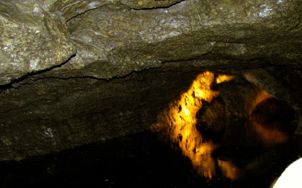 When the water levels are low enough, you enter the cave through what they call the Wet Entrance. There's a little boat ride under some very low arches.