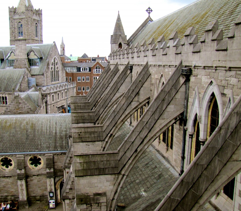 Climbing up the stairs in the transept, you then have to cross the roof of Christchurch to the bell tower. The view is stunning.