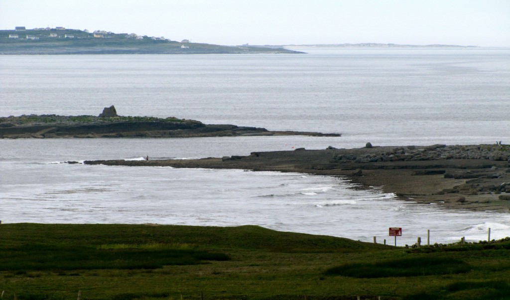 Looking down on the piers at Doolin. With the watchtower island, and Inisheer in the background.