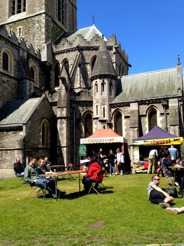 There was some sort of fair going on at Christchurch. I got a really tasty bratwurst and an ice cream cone for lunch and some very nice fudge to take home.