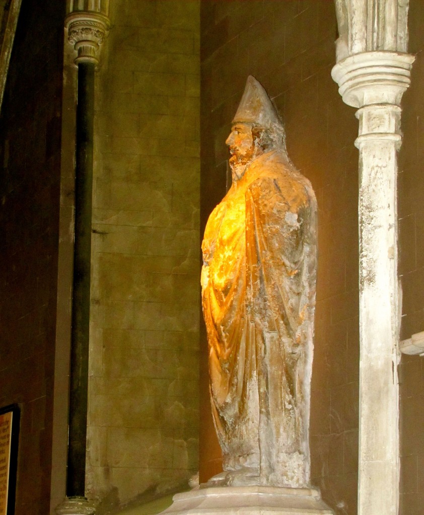 This statue was said to be St. Patrick, but really it was cobbled together from older statues of other people that were found lying around the city. They couldn't find any good feet, so a labourer just hacked them out of stone - they look terribly out of place compared to the detailed carving on the rest of the pieces.