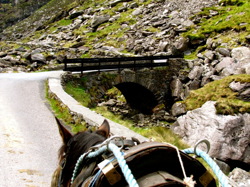 The road crosses and recrosses the chain of tiny lakes and rivers on similar rustic bridges as it switchbacks up the gap.