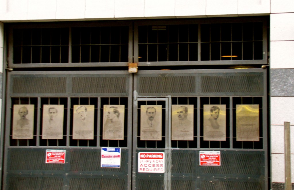 This made our guide a little grumpy. The plaques here show the seven signatories of the Easter Proclamation, the document that first declared the Irish Republic. They're attached to the gates of a car park with nothing to direct people there.