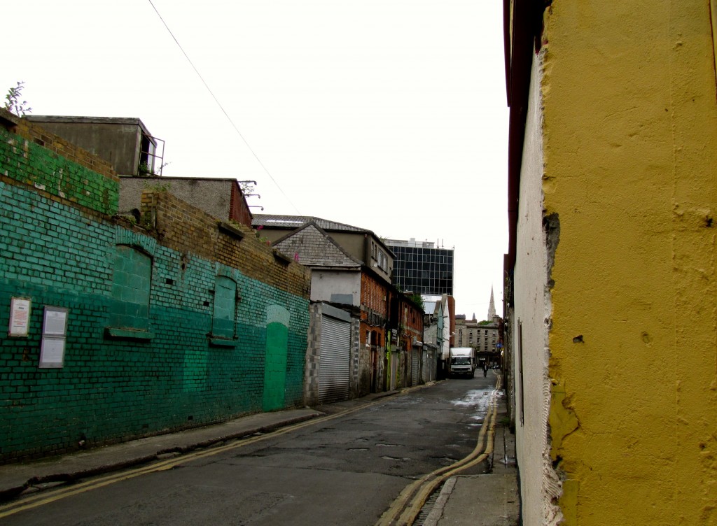 Moore Lane led from Henry Street in an L-shape and connected to Moore Street. The 350 survivors of the GPO, including Michael Collins, were trapped when they got up to Moore Street.