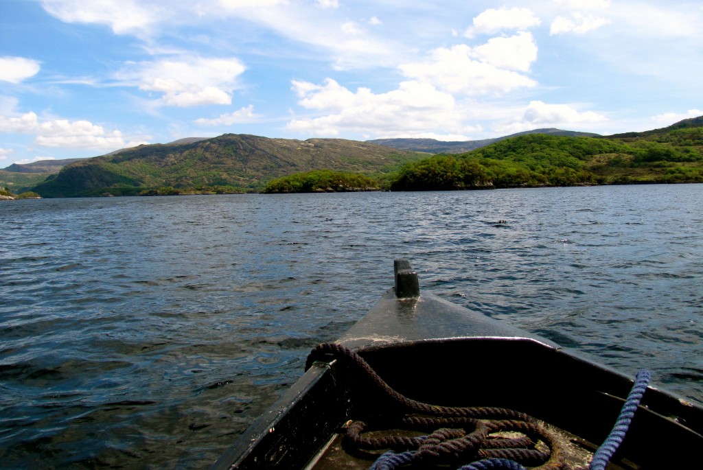 The boats pass through three different lakes and a river as you circle Purple Mountain.