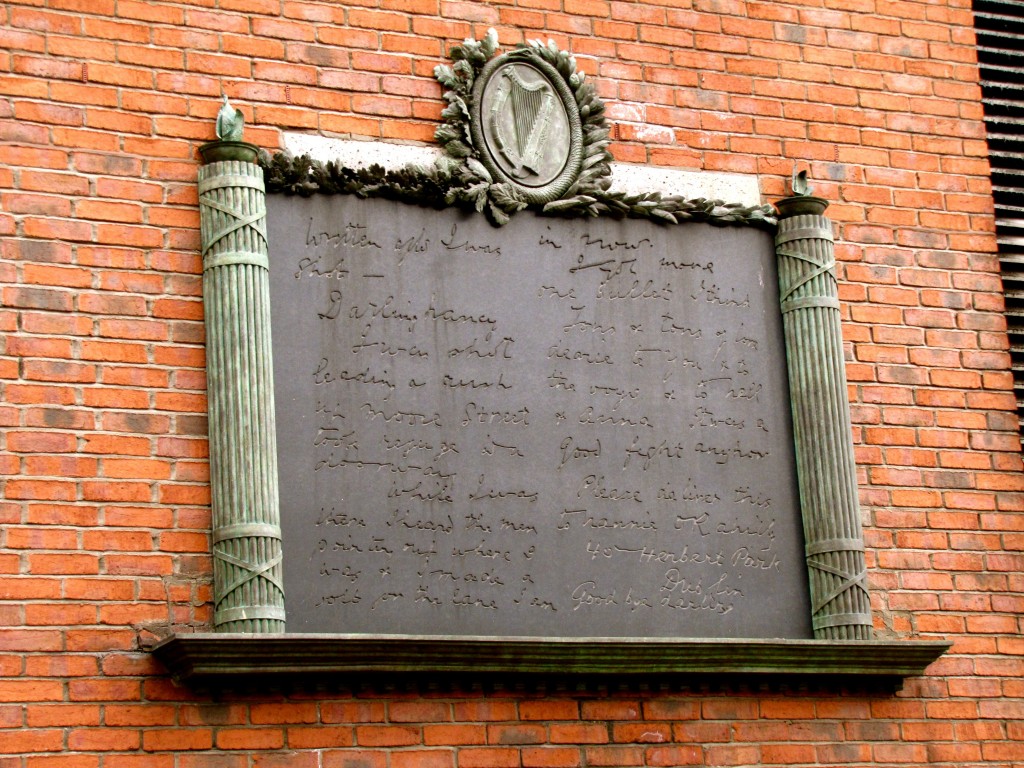 As he died, he wrote a letter to his wife, which was found by a sympathetic British trooper, and hand delivered to Nancy O'Rahilly after the uprising.