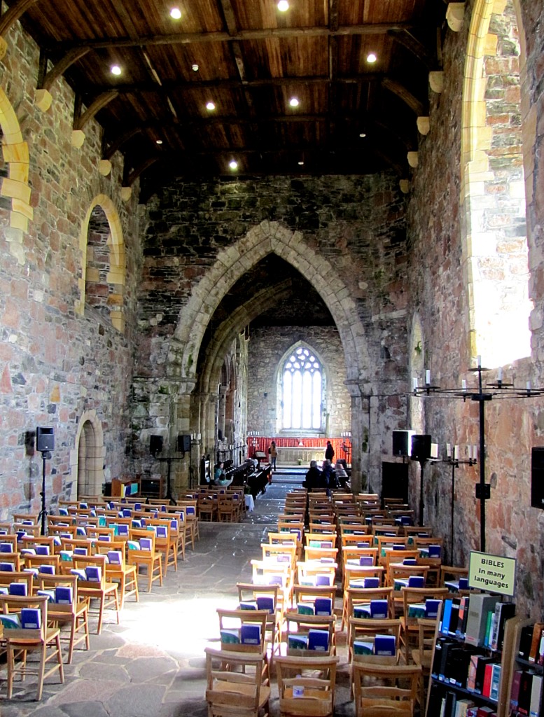 This is the interior of the abbey church. It's still used for services here on Iona, and is the site of pilgrimage.