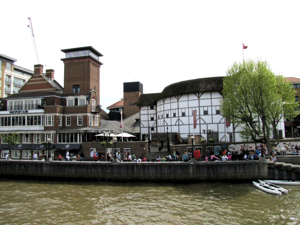 My first view of Shakespeare's Globe from the Thames.