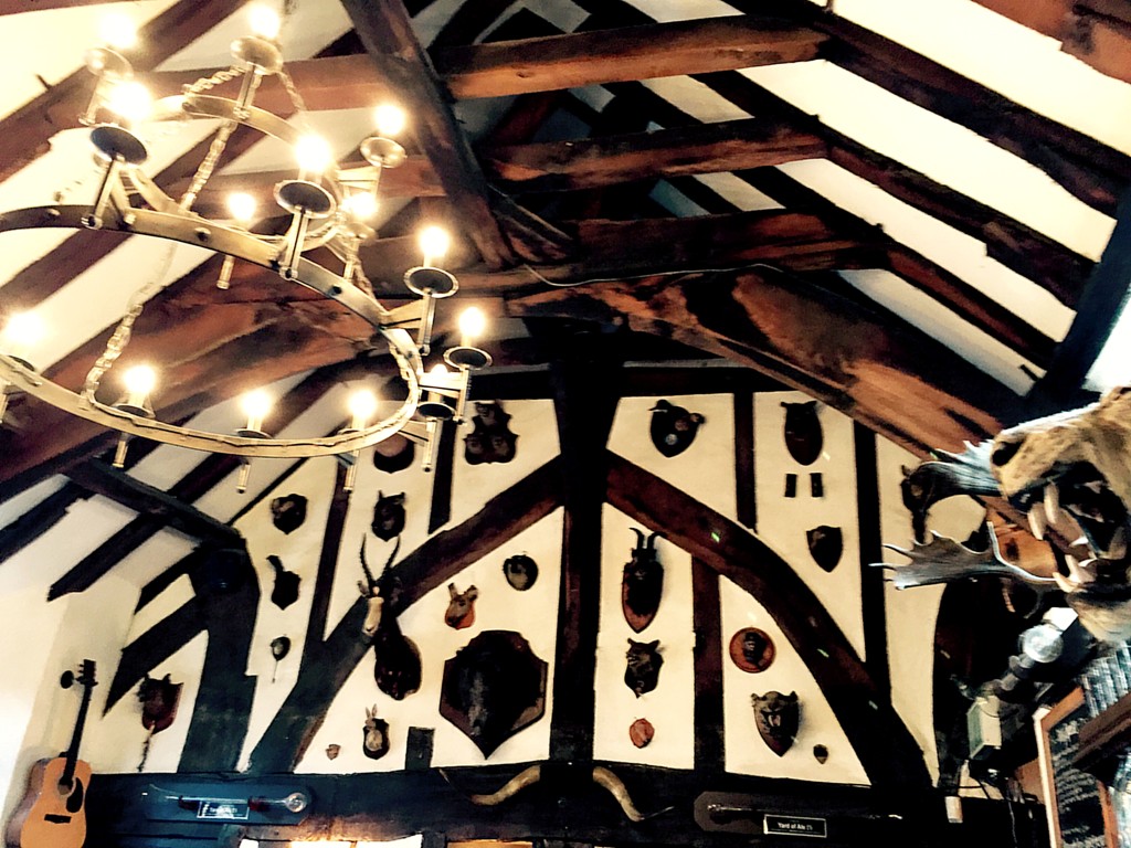 The House of Trembling Madness dates from 1180, and was a medieval hall. The main sign of that is the beams in the ceiling. There are also lots of mounted heads, but I don't think they're 850 years old. Still, a very cool spot. And good burger.