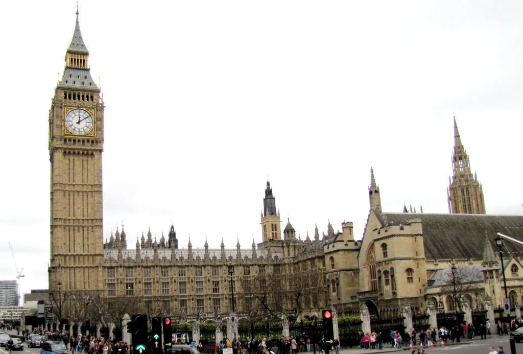 Here we've got the Houses of Parliament, with the Elizabeth Tower, which holds Big Ben, the clock bell.