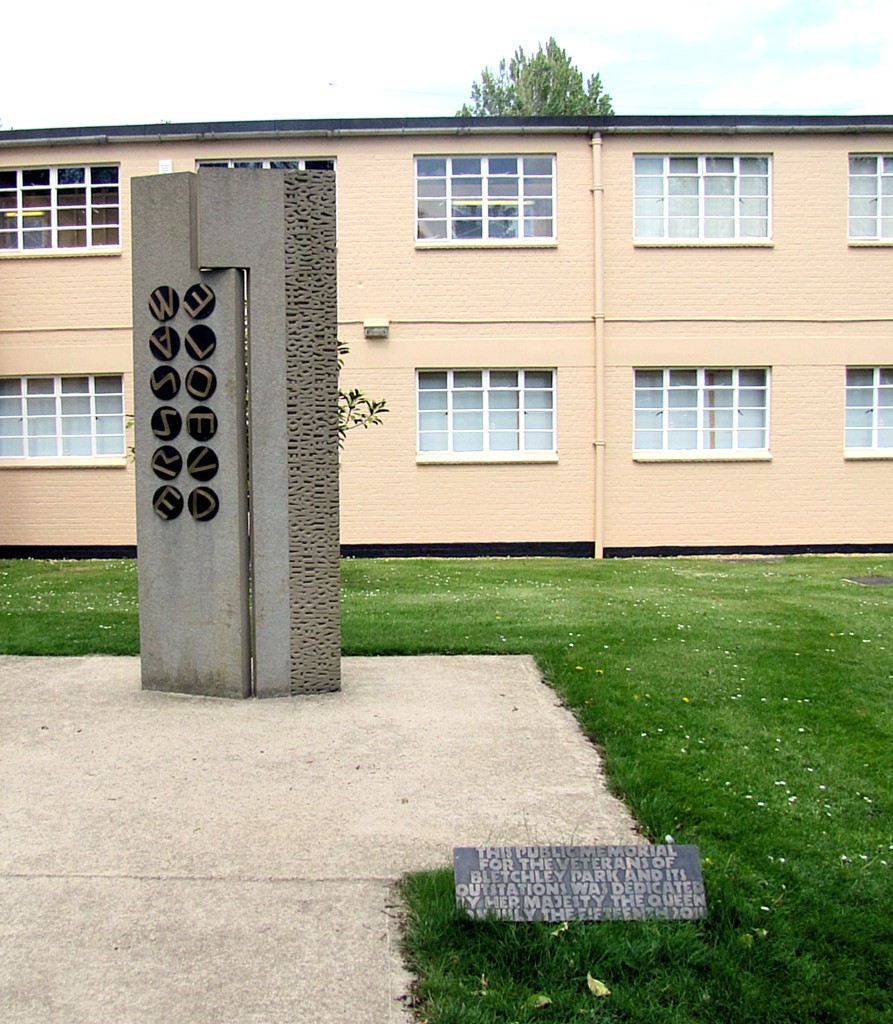 And this memorial to those who worked at Bletchley Park was dedicated by Her Majesty just four years ago. The code wheels spell out WE ALSO SERVED.