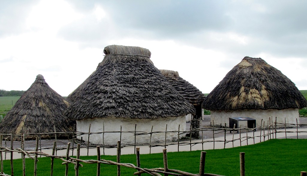 At the visitor centre, before you hop on the shuttle bus, there's a replica neolithic village set up. This is the kind of place the builders of Stonehenge would have lived.