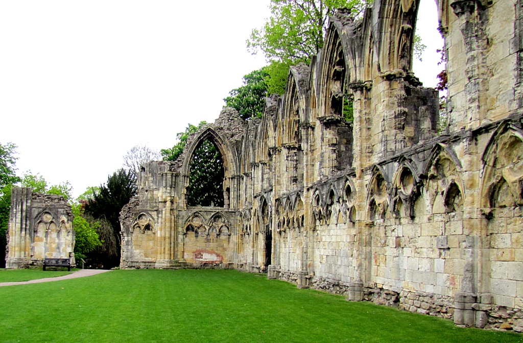 The gardens were once the site of St. Mary's Abbey, just outside the walls of York. It was one of the victims of Henry VIII's dissolution of the monasteries after he broke with the Church of Rome.