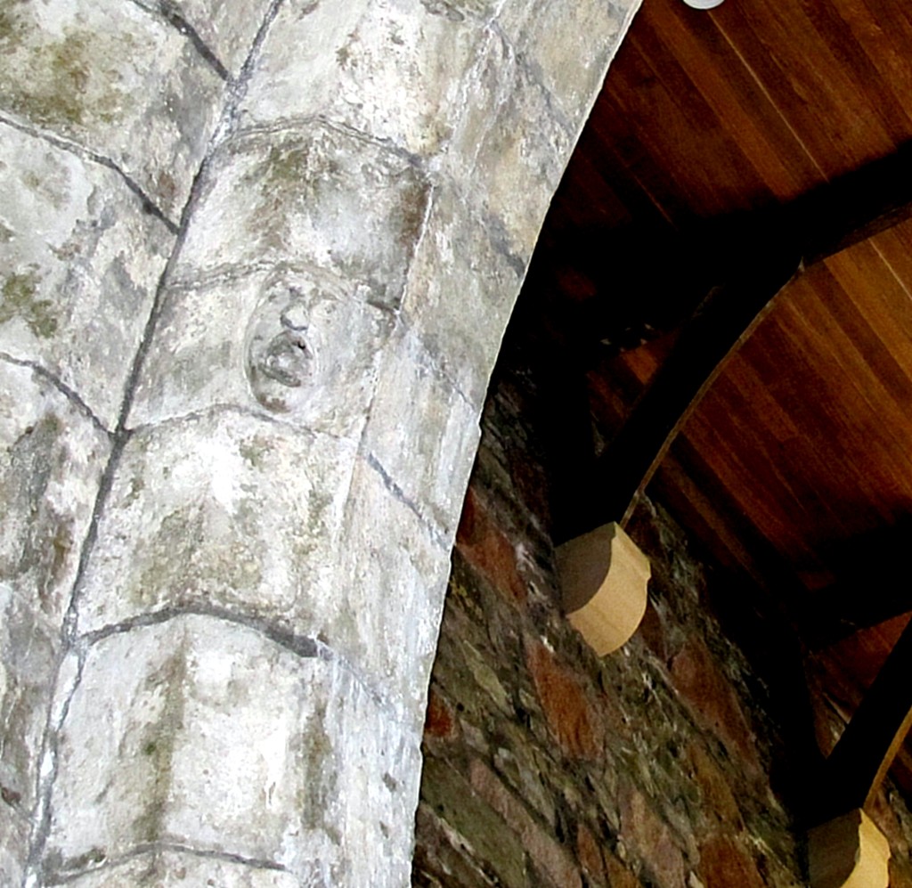 Okay. This is another cool carving. It's called the Tormented Soul, and features in a number of churches. It's set at the point in the ceiling where the priest should direct his voice for the acoustics of the space to make it carry to the entire area.