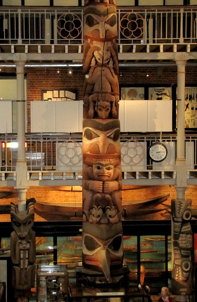 A set of Haida totem poles.